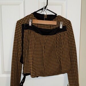 SHEIN Black and Brown Checkered Blouse